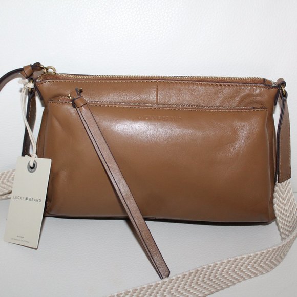 NWT LUCKY BRAND KODA LEATHER CROSSBODY BAG PURSE TOPANGA TAN LEATHER $148 - Picture 1 of 7